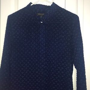 Navy Blue Textured Blouse